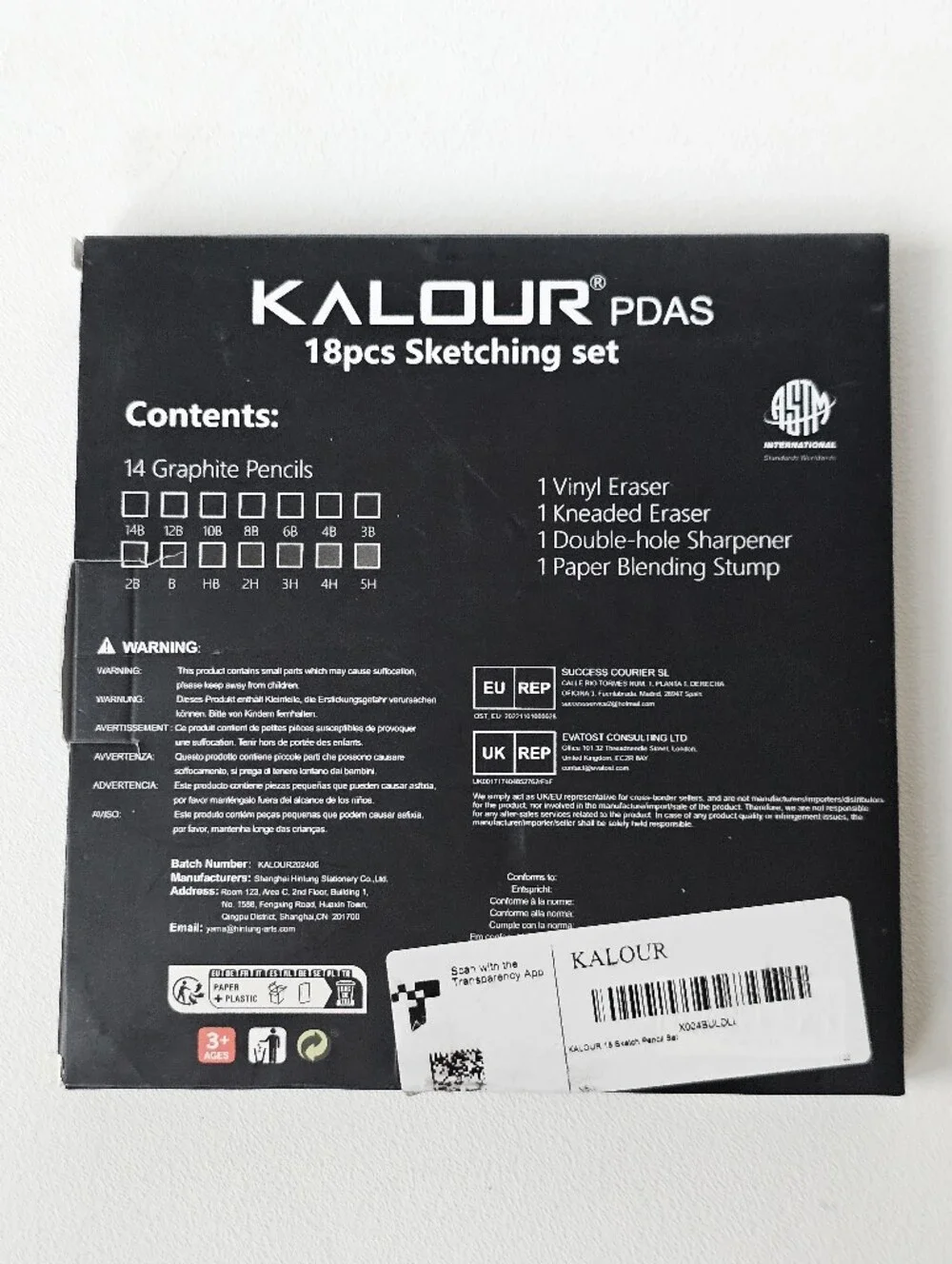 KALOUR 18 Piece Professional Sketching Pencil Set Graphite Drawing Art Kit